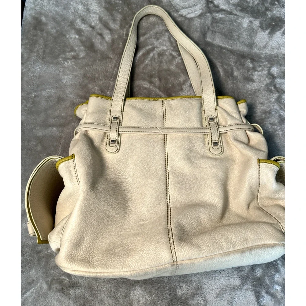 White Leather Baby Diaper Bag Silver Studded Satchel Shoulder Handbag